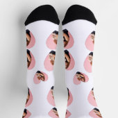 Custom Pet 2 Photo Heart  White Paw Girl ソックス (上部)