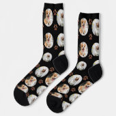 Custom Pet 2 Photo Purple Paw Print Socks ソックス (左)