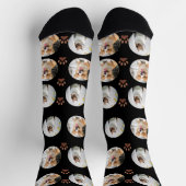 Custom Pet 2 Photo Purple Paw Print Socks ソックス (上部)