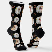 Custom Pet 2 Photo Purple Paw Print Socks ソックス (傾斜あり)