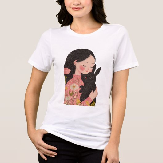 Custom Pet and Owner Portrait Pet Illustration Por トライブレンドＴシャツ (正面)