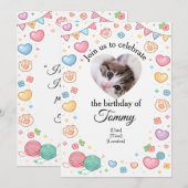 Custom Pet Birthday Invitation with Photo & Name  招待状 (正面/裏面)