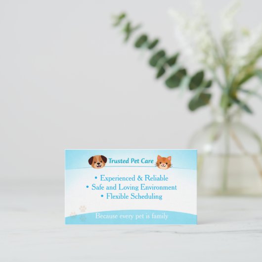 Custom Pet Care | Pet Sitter Dog Walker 名刺 (スタンド正面)