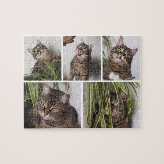 Custom Pet Cat Photo Collage Jigsaw Puzzle ジグソーパズル (横)