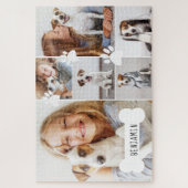 Custom Pet Dog Bone & Paw Print Photo Collage ジグソーパズル (縦)
