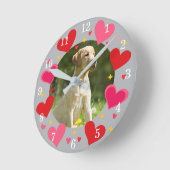 Custom Pet Dog Cat Family Photo Personalized ラウンド壁時計 (傾斜)