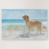 Custom Pet Dog Photo and Script Font Name ジグソーパズル (横)