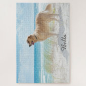 Custom Pet Dog Photo and Script Font Name ジグソーパズル (縦)