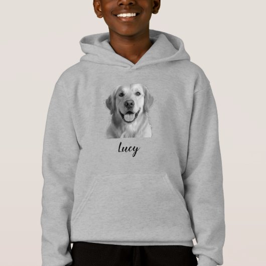 Custom Pet Face Hoodie for Boys, Personalized Dog  (正面)