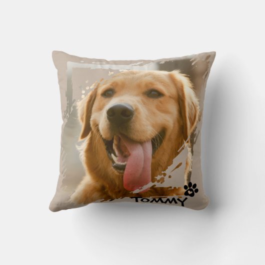 Custom Pet Friends Photo & Name Throw Pillow Gift クッション (裏面)