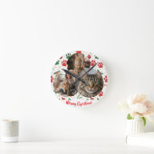 Custom Pet Lover Christmas Wall Clock ラウンド壁時計 (ホーム)