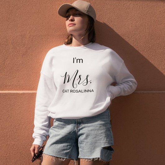 Custom Pet Lover Name Stylish Black Script Cat Mom スウェットシャツ