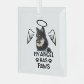 Custom Pet Memorial Ornament My Angel Has Wings ガラスオーナメント (正面左)