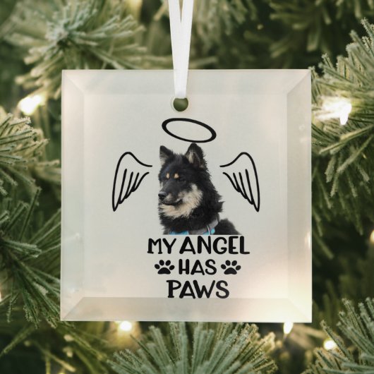 Custom Pet Memorial Ornament My Angel Has Wings ガラスオーナメント (インサイチュ)