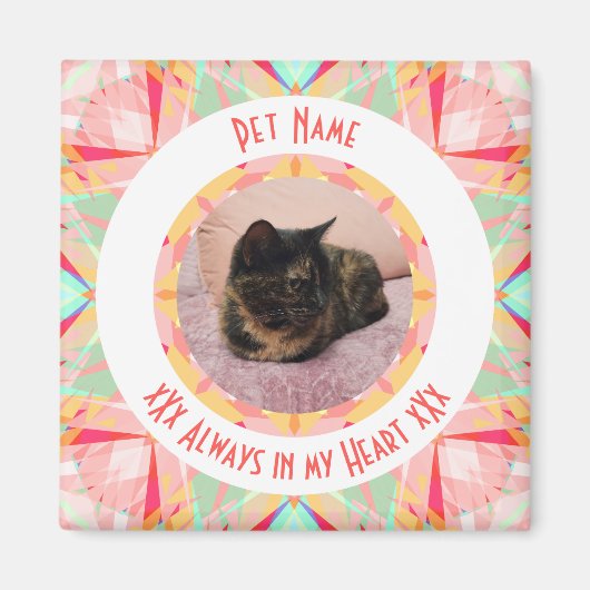 Custom Pet Memorial Red Pink Photo Quotes マグネット (正面)