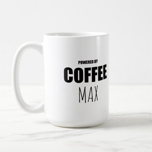 Custom Pet Name Coffee Mug | Powered by Coffee and コーヒーマグカップ (左)