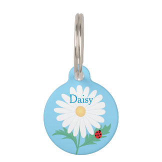Custom Pet Name Daisy Flower Ladybug Pet ID Tag  ペット　ネームタグ