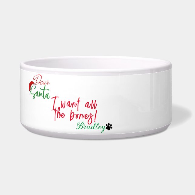Custom Pet Name Food Bowl - Christmas Pet Gift ボウル (正面)