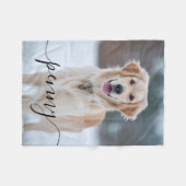 Custom Pet Name Photo Blanket | Elegant Script Dog フリースブランケット (正面(横))