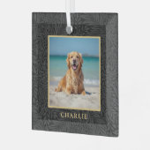 Custom Pet Name Photo Botanical Holiday ガラスオーナメント (正面左)