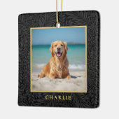 Custom Pet Name Photo Botanical Holiday セラミックオーナメント (左)