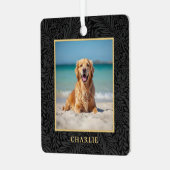Custom Pet Name Photo Botanical Holiday メタルオーナメント (正面左)