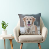 Custom Pet Name Photo Elegant Script Dog クッション (椅子)