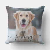 Custom Pet Name Photo Elegant Script Dog クッション (正面)