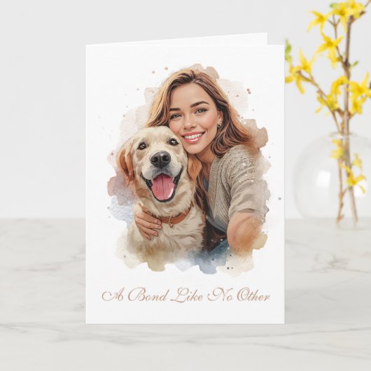 Custom Pet & Owner Greeting Card カード (黄色い花)