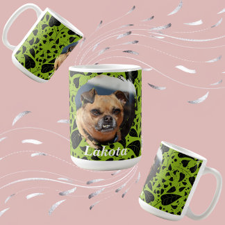 Custom Pet Parent Mug with Green & Black Plant  コーヒーマグカップ