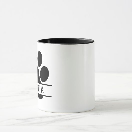 Custom Pet Paw Print Mug | Black & White マグカップ (中央)