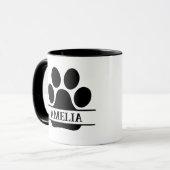 Custom Pet Paw Print Mug | Black & White マグカップ (正面左)