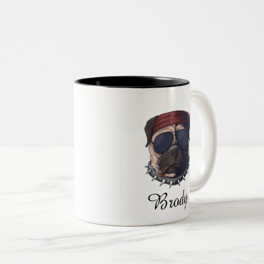 Custom pet personalized dog funny face  ツートーンマグカップ (正面右)