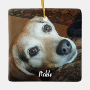 Custom Pet Photo and Name 2 sided Christmas セラミックオーナメント
