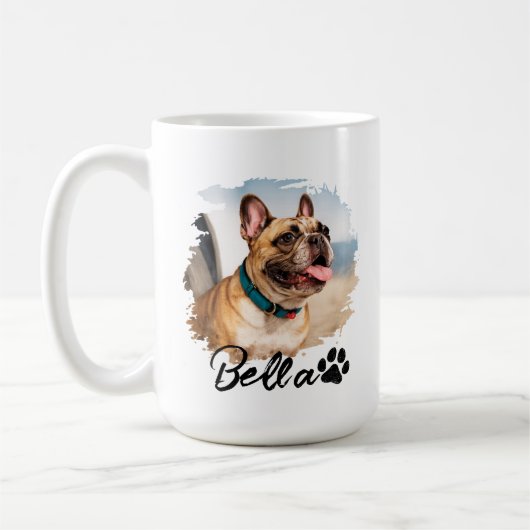 Custom Pet Photo and Name Typography コーヒーマグカップ (左)