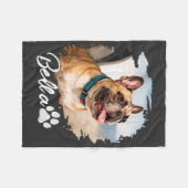 Custom Pet Photo and Name Typography フリースブランケット (正面(横))