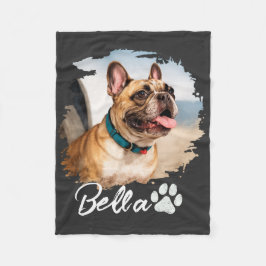 Custom Pet Photo and Name Typography フリースブランケット