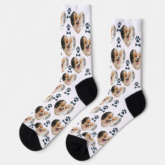 Custom Pet Photo and  Paw Prints Socks ソックス (左)