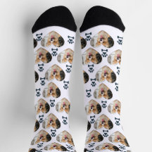 Custom Pet Photo and  Paw Prints Socks