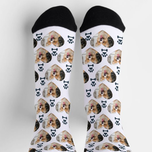 Custom Pet Photo and  Paw Prints Socks ソックス (上部)