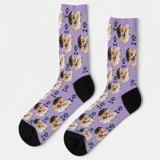 Custom Pet Photo and  Paw Prints Socks ソックス (左)
