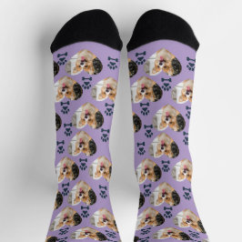 Custom Pet Photo and  Paw Prints Socks ソックス