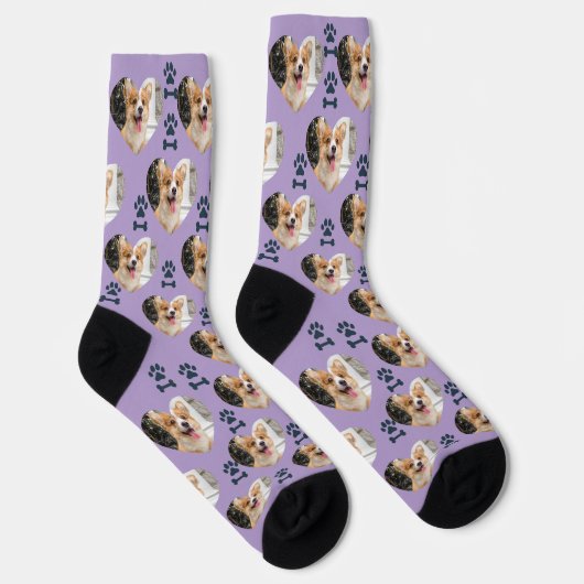 Custom Pet Photo and  Paw Prints Socks ソックス (右)