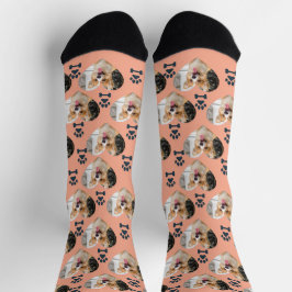 Custom Pet Photo and  Paw Prints Socks ソックス