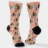Custom Pet Photo and  Paw Prints Socks ソックス (傾斜あり)