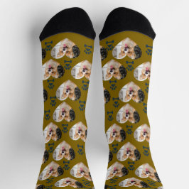 Custom Pet Photo and  Paw Prints Socks ソックス