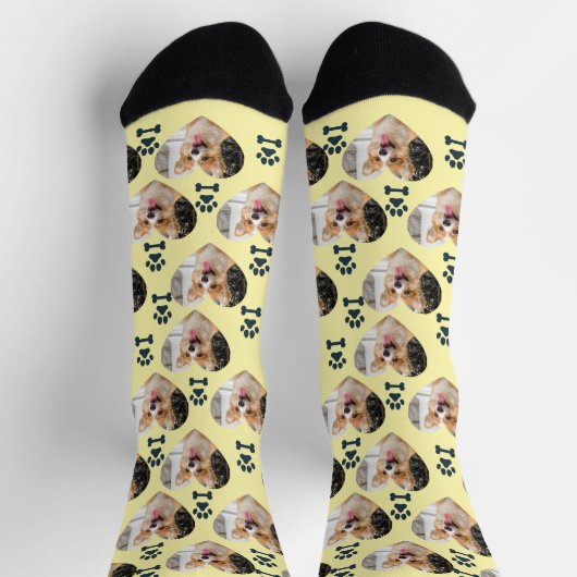 Custom Pet Photo and  Paw Prints Socks ソックス (上部)