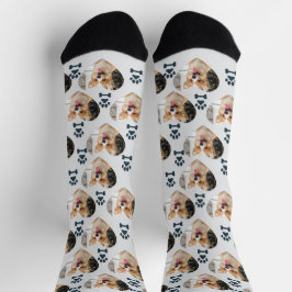 Custom Pet Photo and  Paw Prints Socks ソックス