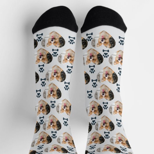 Custom Pet Photo and  Paw Prints Socks ソックス (上部)