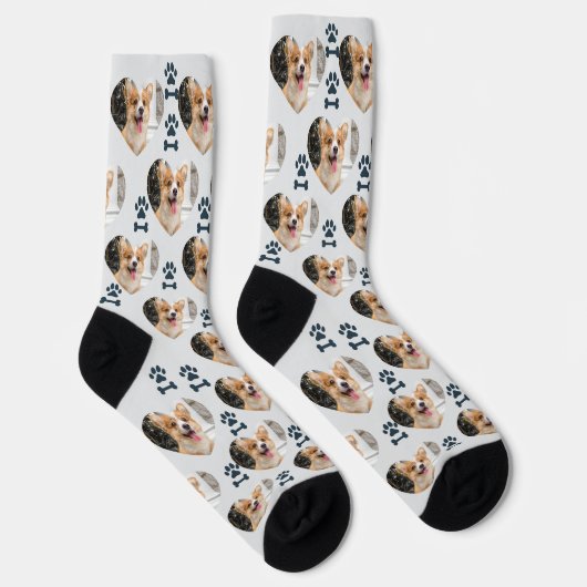 Custom Pet Photo and  Paw Prints Socks ソックス (右)
